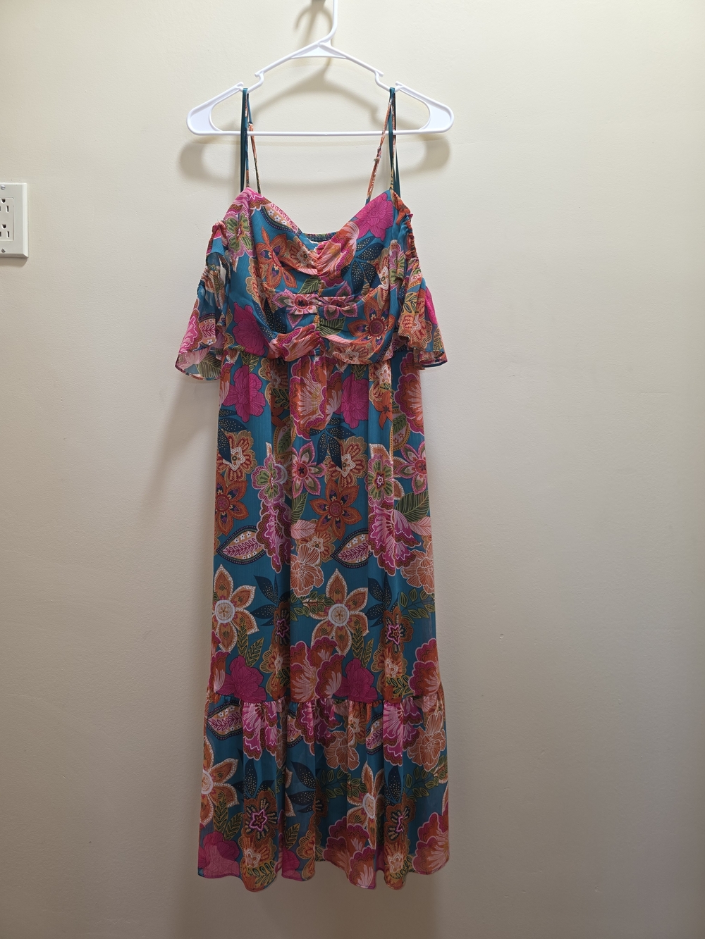 City Studio Floral Maxi Dress with Multicolor Trim Size XL